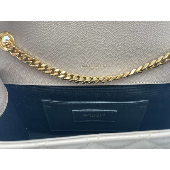❌SOLD❌Saint Laurent YSL Small Envelope Quilted Leather Crossbody Bag Purse Beige - Picture 11 of 12